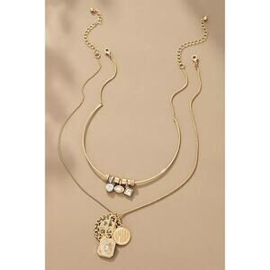 Anthropologie Women's Gold-plated Brass Layered Charm Necklaces Set of 2